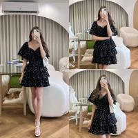 ราคา Sun dress มินิเดรสระบายขนมชั้น ลายดอก ชุดเดรสสงกรานต์ แฟชั่นฤดูร้อน (18507316209)
