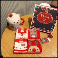 ราคา LANBAO ถุงเท้า ถุงเท้าคริสต์มาส 4 คู่ในกล่องของขวัญ ถุงเท้าการ์ตูนฤดูใบไม้ร่วงและฤดูหนาวสำหรับเด็ก ถุงเท้าปีใหม่สีแดง (20992798987)