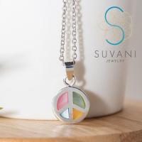 ราคา SUVANI เงินแท้ 92 5 จี้สัญลักษณ์แห่งสันติภาพ หรือ Peace ฝังด้วยเปลือกหอยหลายสี จี้พร้อมสร้อยคอ เครื่องประดับเงินแท้ (13384262301)