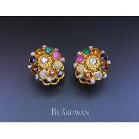 ราคา ต่างหู ทรงฉัตร ประดับด้วยพลอยนพเก้า และเพชรแท้ เบลเยี่ยม ตัวเรือนทองคำแท้ 18K มีความเชื่อเสริมสิริมงคล และมีใบรับประกันจากทางร้าน (11328270746)