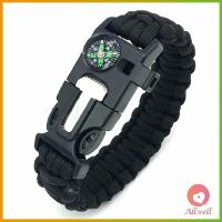ราคา AllWell เชือกรัดข้อมือ สายรัดข้อมือสีเขียว สำหรับเดินป่า มีด นกหวีด แท่งจุดไฟ เชือก เข็มทิศ 5in1 Outdoor Accessories (20320283959)