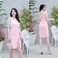 ราคา เดรสผ้าซาร่า ช่วงไหล่แต่งผ้าตาข่าย ซิปข้าง ช่วงอกด้านหลังสม็อค ตรงเอวเรียบไม่สม็อค (19726215662)