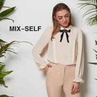 ราคา MIX SELF เสื้อคอปกแขนยาวมีโบว์แบบถอดได้ รุ่น IB70624 (2992992019)