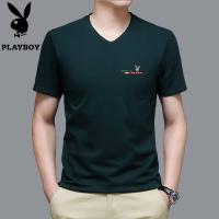 ราคา ROV363ผ้าฝ้ายบริสุทธิ์แท้ Playboy V คอสั้นเสื้อยืดผู้ชายเสื้อกล้ามไก่คออินเทรนด์ครึ่งแขนเสื้อยืดฤดูร้อนหลวม (8257130446)