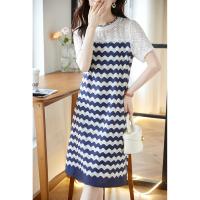 ราคา OULINNA บล็อกสีเดรสดิ้นประดับลูกไม้ทรงตรงทรงหลวม2023ใหม่ฤดูร้อน (19814218946)