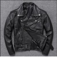 ราคา จัดส่งฟรีขนาดบวกยี่ห้อคลาสสิกผู้ชายแจ็คเก็ตหนังผู้ชายหนังแท้ Biker Jacket mo Tor Cowskin บางเสื้อขาย (19954296376)