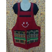 ราคา ผ้ากันเปื้อนยิ้ม ผ้ากันเปื้อนสกรีนยิ้ม ปะลาย ขนาดกลาง 3กระเป๋า3ซิป (20976752967)