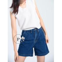 ราคา peppermintjeans กางเกงยีนส์ ยีนส์สามส่วน วินเทจ เอวสูง สีเข้ม สีดำ (11656178978)