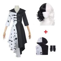 ราคา COSER 77 101 Dalmatians Cruella De Vil คอสเพลย์ cos The Great Dog Robbery ชุดเดรสแม่บ้าน สีดํา สีขาว พร้อมถุงมือ มีฮู้ด วิกผม ปาร์ตี้ฮาโลวีน 2 สไตล์ สําหรับผู้หญิ (19320795932)