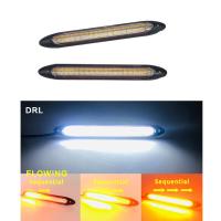ราคา 2ชิ้นรถยนต์ Drl Led กลางวันวิ่งไฟไหลเหลืองเลี้ยวสีขาว Drl สแกนกันน้ำไฟหน้าแถบลำดับสากล (15121214975)