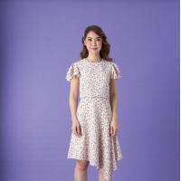 ราคา Jousse A LINE WORKING DRESS ชุดเดรสสีชมพู ลายดอกไม้ ทรงเอ ปลายเฉียง JS1ZOR (16344003512)