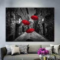 ราคา พิมพ์ถนนสายเก่าและผนังร่มสีแดงภาพพิมพ์ผ้าใบร่มสีแดงภาพวาดสไตล์บ้านเก่าศิลปะผนังสมัยใหม่1ชิ้นกรอบไม้ด้านในหรือไร้กรอบ (20633983159)