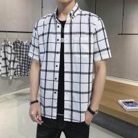 ราคา เสื้อเชิ้ตแขนสั้นลายสก๊อตผู้ชายเสื้อเชิ้ตลำลองธุรกิจเท่ๆ (16537404167)