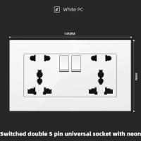 ราคา White UK 13A Wall Socket with USB C 18W Quick Charge Plug SocketWall power outlet with USB port 1gang3way Intermediate switch (20358090339)