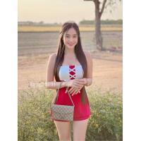 ราคา เซ็ตผ้าโรเชช ผ้าเทพ สายเดี่ยวสานหน้าเสริมฟองน้ำ กางเกงดึงยางหลังใส่ซิป (17287168748)