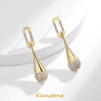 ราคา Kemstone 925 Silver Post Alloy คริสตัลหยดน้ำชุบทองหญิงต่างหูระย้าของขวัญเครื่องประดับสำหรับผู้หญิง (9212401422)