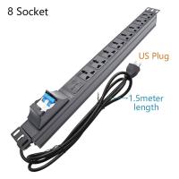 ราคา ปลั๊กไฟ PDU รางปลั๊กไฟ 2 10 ช่อง รุ่น Surge Protection 16A แบบมีเบรกเกอร์ Power Distribution Unit For Cabinet Mount (14636966643)