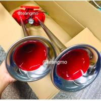 ราคา แตรด่วนยอดฮิต 2 ปากใหญ่ แตรลมไฟฟ้า 24v แตรยาว 2 ปากใหญ่ ใช้ได้ทั้ง รถบรรทุกรถบัสรถกะบะ จังหวัด 3 ช่ามันๆ ตูดเหล็กหนา ตั้งเสียงได้ ทนทาน เสียงดังแรงมาก (14974755347)