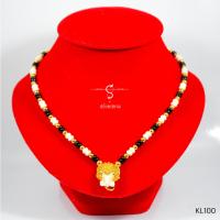 ราคา KL100 สร้อยห้อยพระ หัวช้างลงยาสีทอง คั่นกะลาดำ เม็ดขาว เม็ดทองเลเซอร์ เลือกความยาวได้ (1442046856)