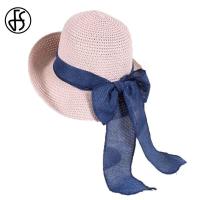 ราคา FS Sun หมวกสำหรับหมวกผู้หญิง Floppy กว้าง Brim Straw หมวกพับ Sunbonnet Cloche หมวก Blue Beach สไตล์ Chapeau Paille Femme (15923118970)