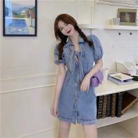ราคา พร้อมส่ง เดรสยีนส์ผูกโบว์ (17168997843)