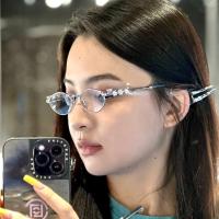 ราคา ซีรีย์เพชรแต่งงานแว่นกันแดดทรงรีขนาดเล็กใหม่มีแบรนด์ (20911846743)