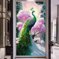 ราคา นกยูงสีเขียวผ้าใบวาดภาพสัตว์ขนาดใหญ่ภาพนกยูงเครื่องตกแต่งฝาผนังของขวัญ ไร้กรอบ (20591413351)