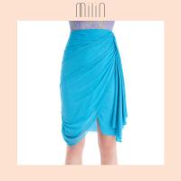 ราคา MILIN Front draped slit detail asymmetric ruched high waisted skirt Pistil Skirt (13380460245)