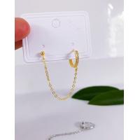 ราคา ต่างหูเงิน 92 5 แบบเจาะ สำหรับคนที่เจาะ 2 รู ห่วงกลมประดับเพชร CZ ต่อโซ่ยาวกับหมุดกลม (20817002221)