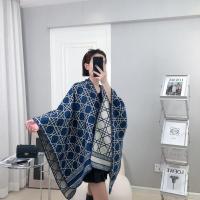 ราคา ฤดูใบไม้ร่วงและฤดูหนาวลายตาข่ายเพชรผ้าคลุมไหล่สไตล์ผ้าคลุมไหล่ขนแกะผ้าขนสัตว์พิมพ์ลายสองด้านเสื้อปอนโชอบอุ่นหนาเสื้อนอกสำหรับผู้หญิง (20505649360)