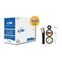 ราคา LINK สายแลน US 9015MW มีสลิง มีไฟเลี้ยง CAT5E Outdoor UTP PE w Drop Wire Power Wire Cable 305เมตร Bandwidth 350MHz CMX Black Color 305 M Reel in Box (20654995992)