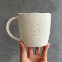 ราคา แก้วแก้วสตาร์บัคลายนูนถ้วยเซรามิกสีขาวถ้วยน้ำคลาสสิกถ้วยกาแฟ Starbucks เรียบง่าย (20865046134)