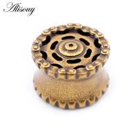 ราคา Alisouy 1ชิ้นย้อนยุคเกียร์โซ่จักรยานทองแดงปลั๊กกลมจิวใส่หูรูปดอกไม้ขยายห่วงขยายต่างหูเจาะอัญมณีประดับร่างกาย (20419930312)
