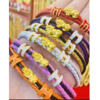 ราคา สร้อยข้อมือ ข้อมือปี่เซียะ หนังถัก น้ำหนักทอง 0 1 ทองแท้99 99 (17466823491)