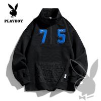ราคา PLAYBOY เสื้อยืดคอปก pullover ผู้ชายซิปเสื้อสเวตเตอร์สีขาวสเวตเตอร์สีดำเสื้อกันหนาวตก (16944241542)