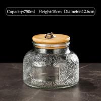 ราคา GF ขวดแก้วใสโหลเก็บอาหารขวดแก้วปิดผนึกลายนูนโบราณภาชนะทรงสี่เหลี่ยมย้อนยุคในครัวเรือนสำหรับเก็บเครื่องปรุงรสบิสกิต (14701019427)