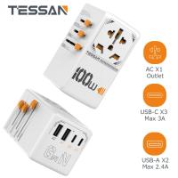 ราคา TESSAN World International Travel Plug Adapter With 2 USB A and 2 Type C PortsUniversal Travel Adapter Wall Charger Socket Worldwide Travel Plug for US UK EU AU CN 200 Countries Plug Adapter for MAC B