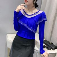 ราคา YIMEI เสื้อเชิ๊ตตาข่ายแขนยาวสีแดงสำหรับผู้หญิงเสื้อเชิ๊ตแฟชั่นคอโพรงกลมหลากหลายใหม่ฤดูใบไม้ร่วง2022 (19701418524)