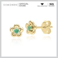 ราคา Gemondo ต่างหูทองคำ 9K ประดับมรกต Emerald ดีไซน์ดอกไม้ 5 กลีบ (16741562315)