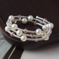 ราคา ยุโรปและสหรัฐอเมริกาเครื่องประดับ สีชมพูอารมณ์ rhinestone มุกสร้อยข้อมือหลายชั้นพันรอบสร้อยข้อมือคริสตัล 3 สร้อยข้อมือเพชรประดับไข่มุก (16522616515)