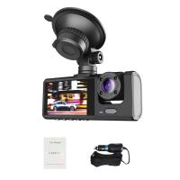 ราคา กล้องติดรถยนต์3ช่องสำหรับกล้องสำหรับรถยนต์กล้องบันทึกวีดิโอหน้ารถ DVRs กล่องดำกล้องบันทึกภาพดีวีอาร์แบบเลนส์คู่พร้อมจอจอดรถ Kamera Spion 24ชั่วโมง (19663769874)