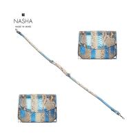 ราคา NASHA MADE IN MARS Fuz Grande Comet Blue กระเป๋าสะพายหนังงูสีขาวแถบน้ำเงิน (1972136431)