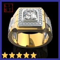 ราคา LIKT แหวนหมั้นสองสีสำหรับผู้ชายนาฬิกาข้อมือประดับเพชรโมเสคจำลองชุบทองยุโรปและอเมริกาใหม่ (20046645523)