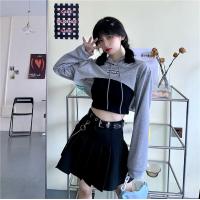 ราคา ผู้หญิงเสื้อเอวลอยบางแขนยาวเสื้อยืดมีฮู้ดเสื้อ (5425894464)