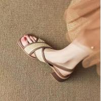 ราคา รองเท้าส้นสูงผู้หญิงรองเท้าส้นสูงส้นสูง5ซม 2023ฤดูร้อนรองเท้าส้นสูงเปิดส้นสีน้ำตาลรองเท้าแตะแบบเปลือยฤดูร้อนรองเท้าผู้หญิงเข้า (19709907264)