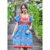 ราคา ชุดดอย ชุดเดรส ชุดพื้นเมือง ชุดผ้าฝ้ายพิมพ์ลาย ทรงเกาหลี สวยน่ารัก ตอนรับหน้าหนาว (19950421594)