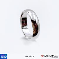 ราคา แหวนทองขาวแท้ แหวนเรียบ เกลี้ยง ทองคำแท้ 75 18K white gold กว้าง 5 มิลลิเมตร รุ่น SWGR750 1 (406101097)