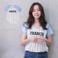 ราคา เสื้อคู่ พ่อ แม่ ลูก เสื้อเปิดให้นม เซ็ท 3 ชิ้น โทนฟ้าขาว Franch (888980422)