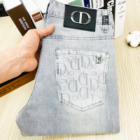 ราคา กางเกงยีนส์ผ้าบางขายาวมีรูของผู้ชาย3D สีควันบุหรี่เป็นรูกลวงแบบลำลองเทรนด์สีเทาควันกางเกงทรงบางยืดหยุ่น (19791812016)