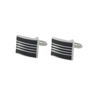 ราคา High Grade Solid Color Double Layer Square Stripe Silver Black Enamel Curved Metal Cufflinks Minimalist Alloy French Shirt Buttons (18615547684)